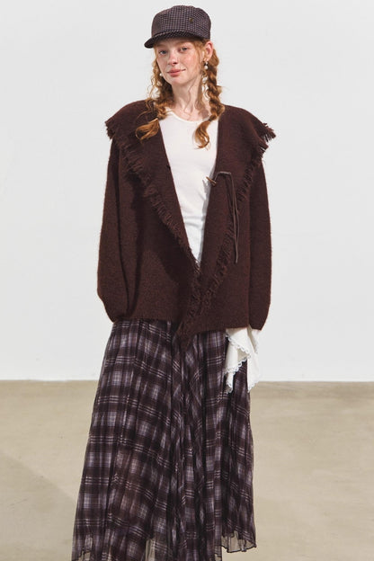 Lazy Fringe Hooded Cardigan