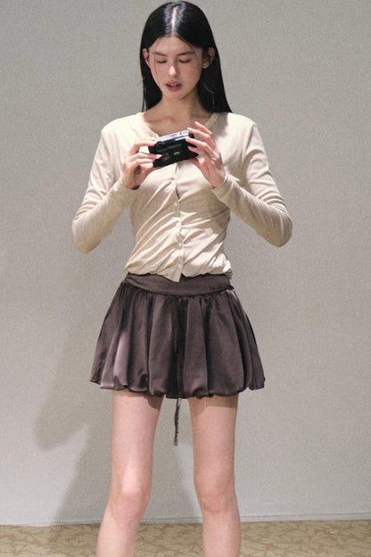 Honest Pleats Reversible Knitted Cardigan Top