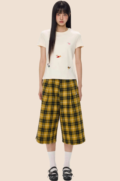 American Plaid Cropped Pants
