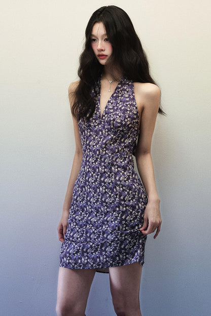 Summer Purple Floral Dress
