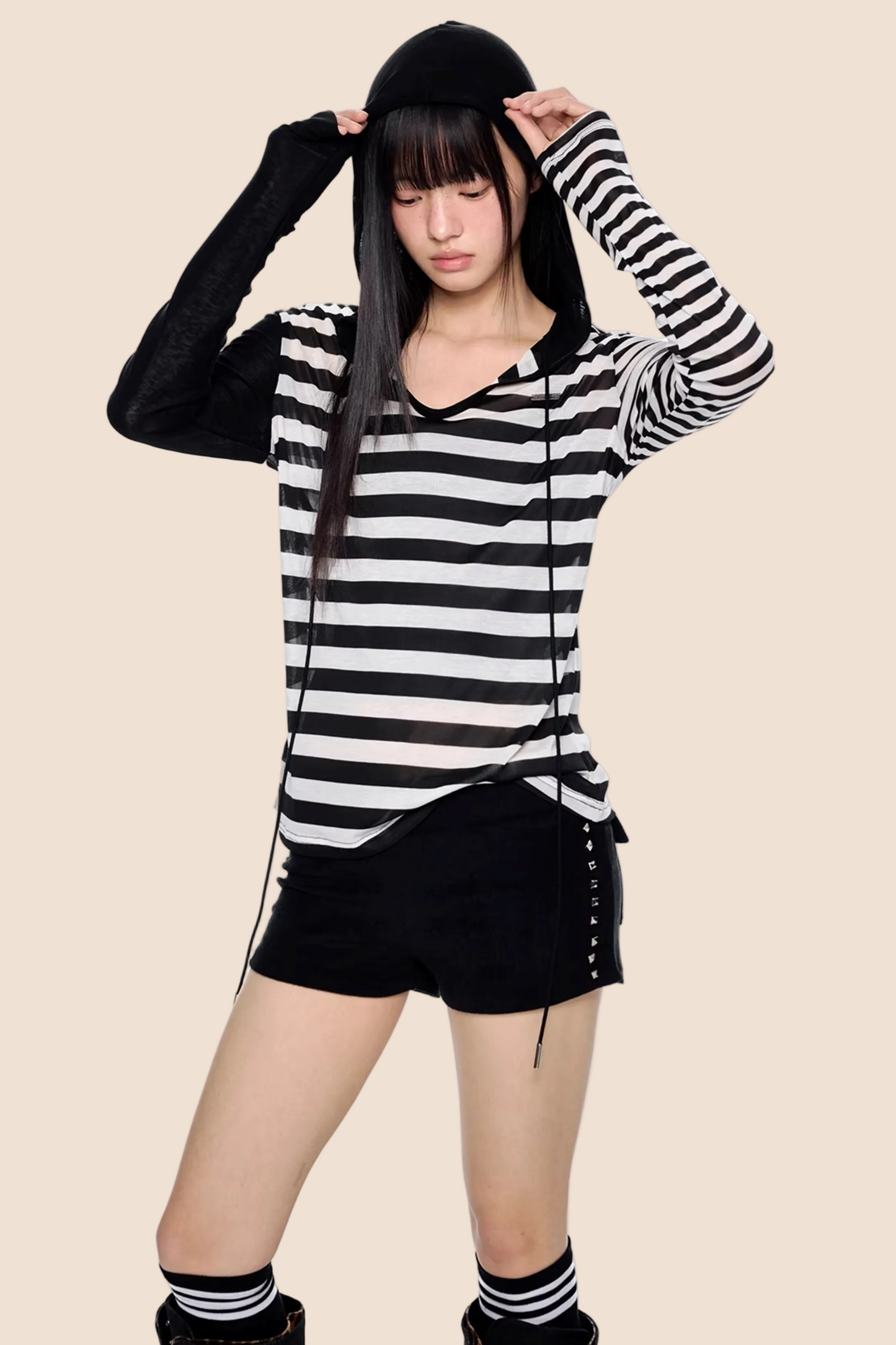 Striped Color-Block Hooded Jacket