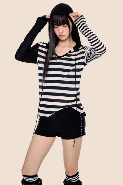 Striped Color-Block Hooded Jacket