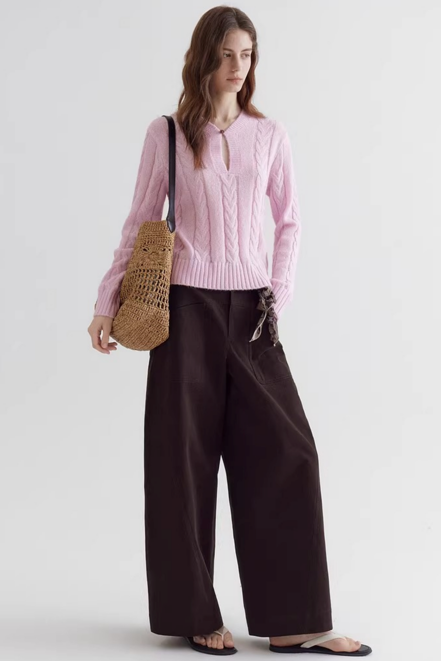 Pink Mohair V-Neck Sweater