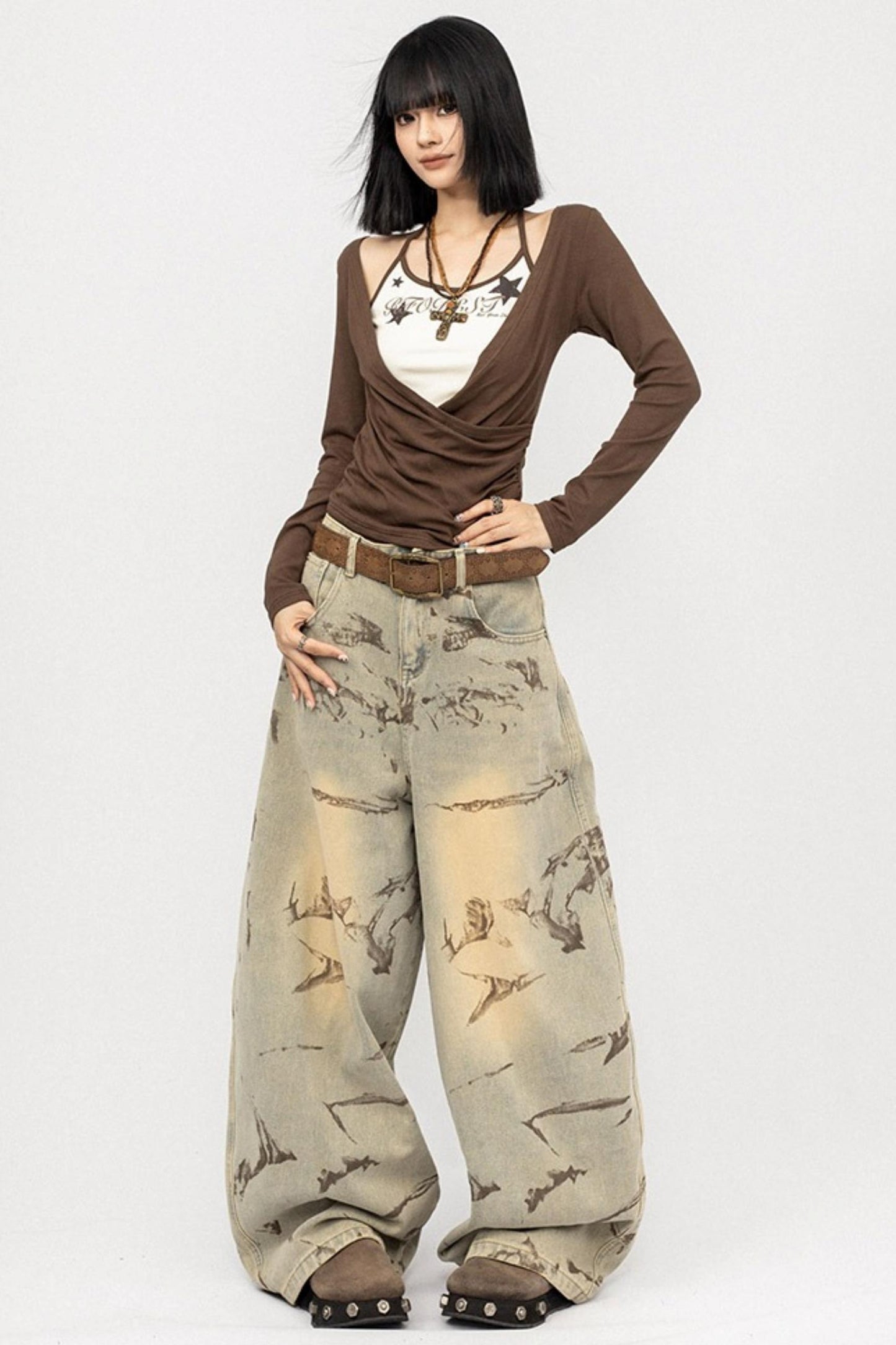 Wasteland Style Wide-Leg Jeans