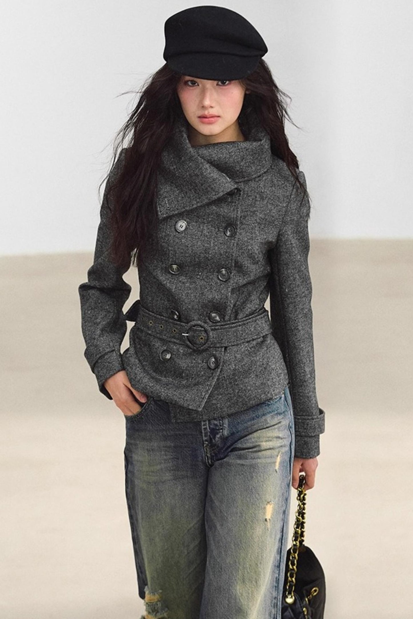 Wool Blend Lace-Up Jacket