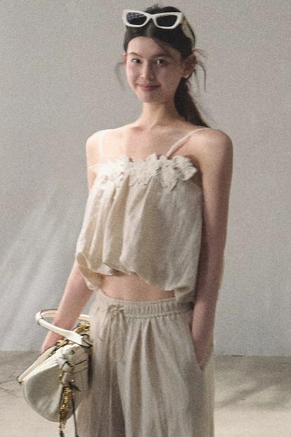Lyocell-Leinen-Set aus Camisole und Hose