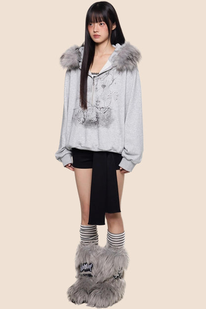 Graphic Print Luxury Hoodie Top