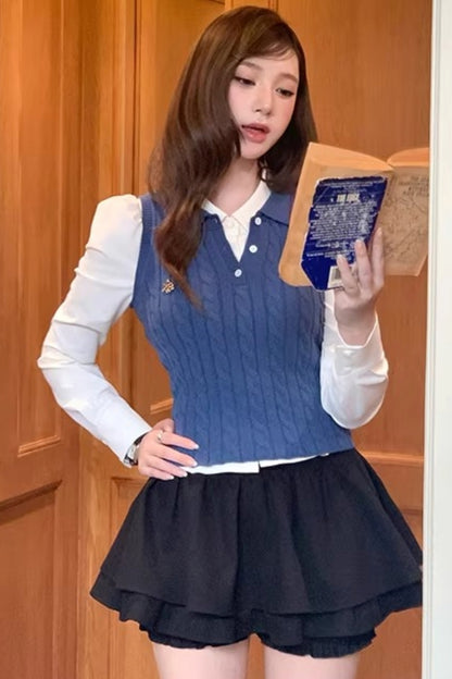 Black Puffy Bud Skirt Set