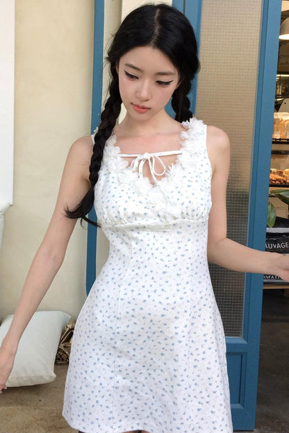 Blue Floral Bow Dress