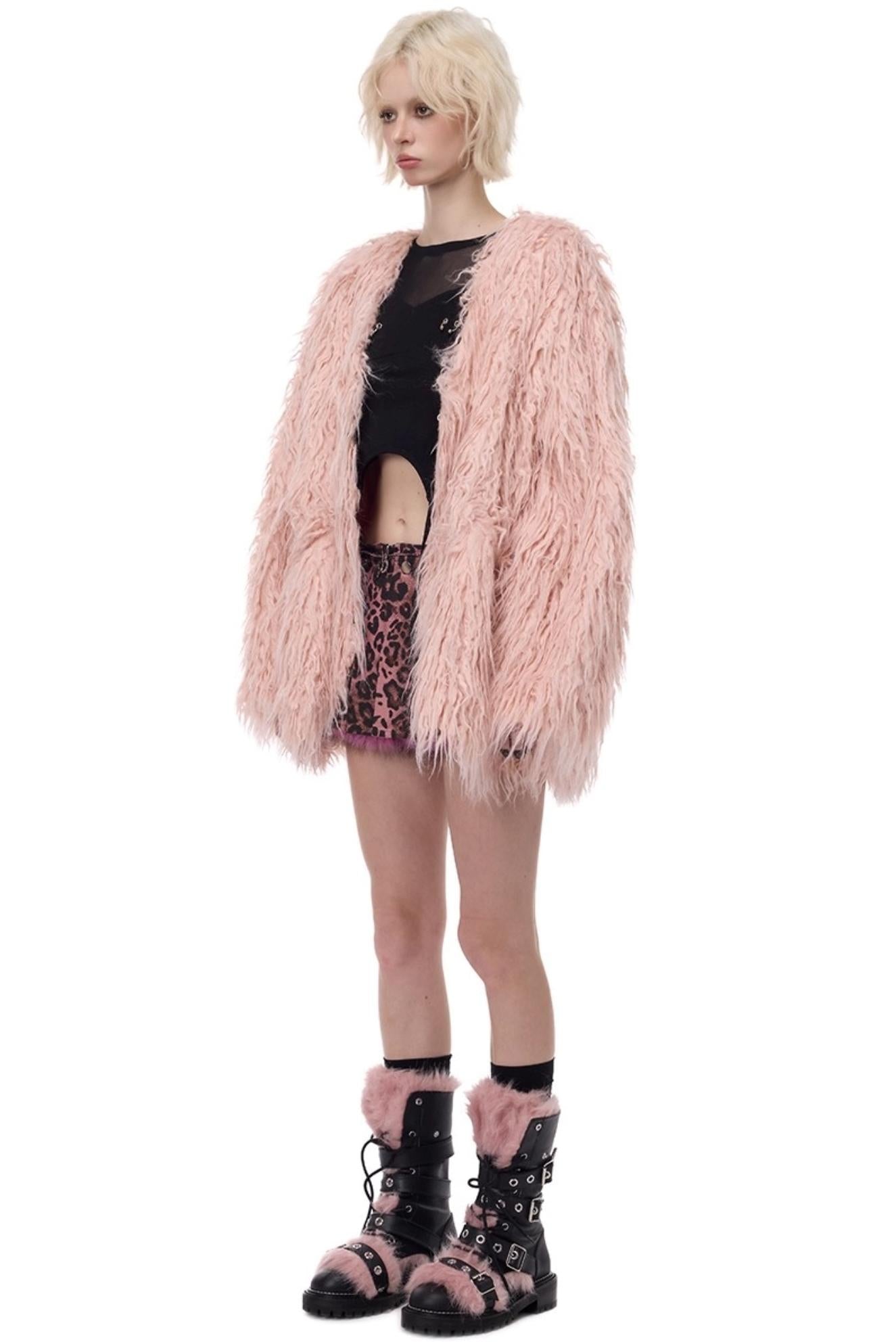 V-Neck Shearling Fur Jacket