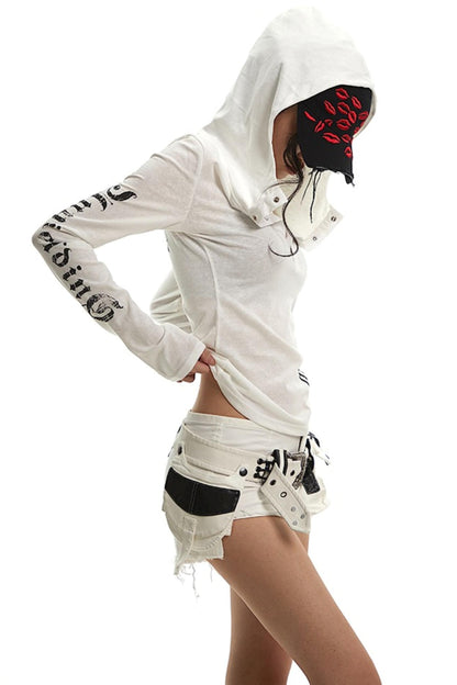 White Hooded Sunscreen Cover-Up Top