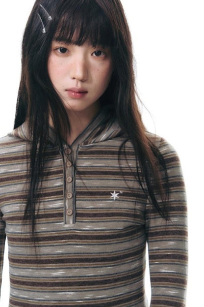 Striped Slimming Stretch Hoodie