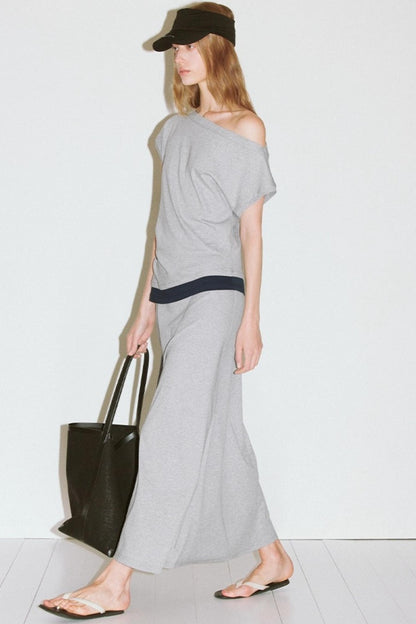 Contrast Patchwork Maxi Skirt Set