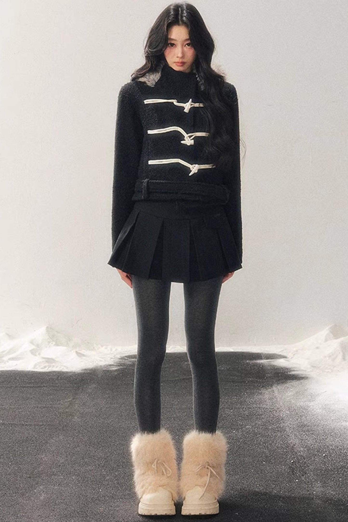French Woolen Hooded Coat