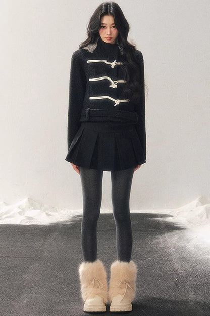 French Woolen Hooded Coat