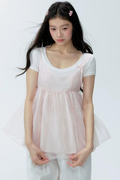 Organza Layered Overlay Dress Set-Up