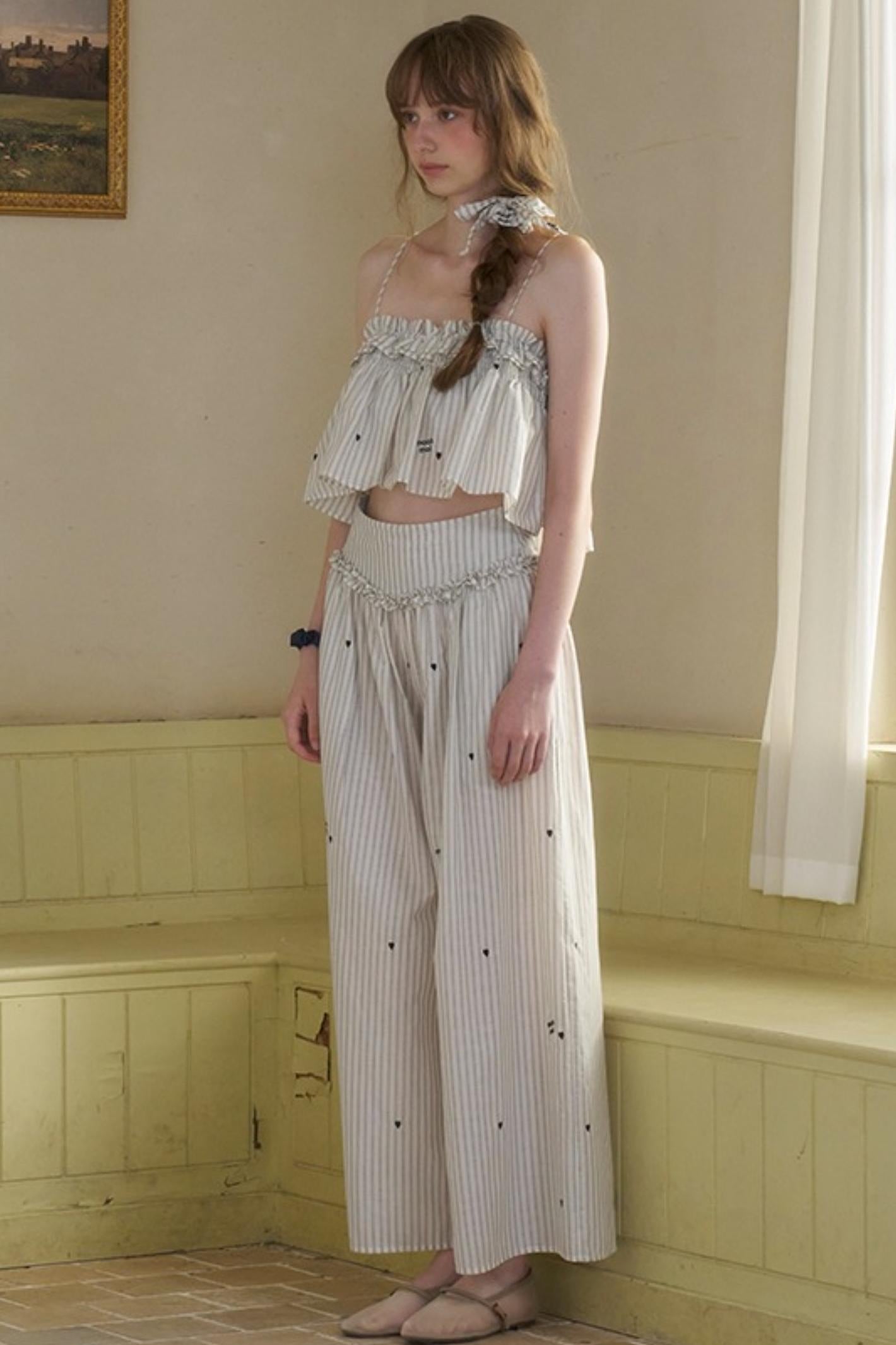 Penny Striped Suspender Pants Set-Up