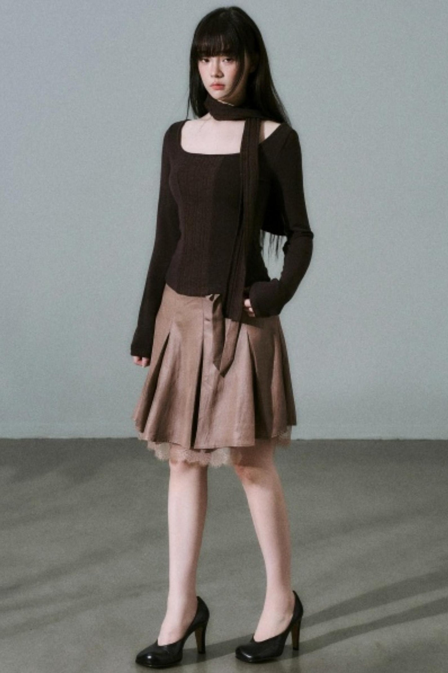 Crew Neck Patchwork Slim Sweater