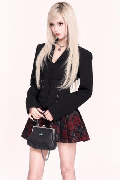 Slimming Black Lace-Up Blazer