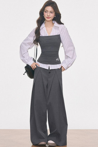 Knitted Patchwork Striped Set-Up