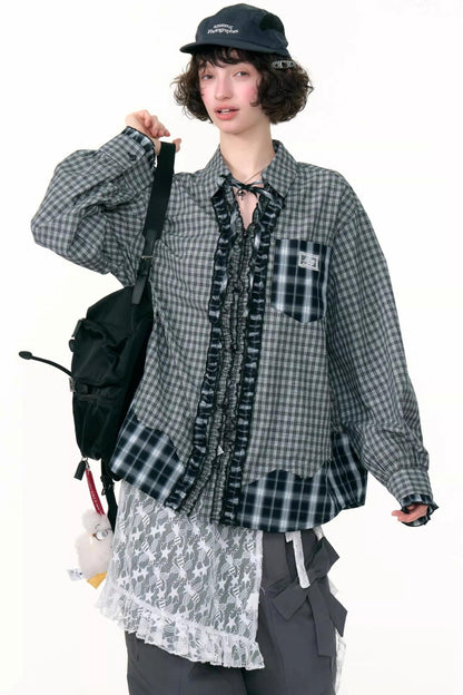 Retro Plaid Long-Sleeved Shirt