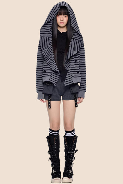 Gestreifter Dekonstruierter Kapuzenoberteil