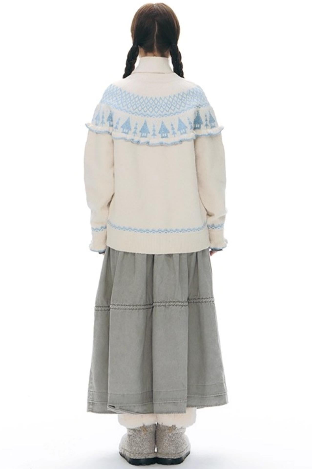 Jacquard-Winterpullover-Set-up mit Schneeansicht