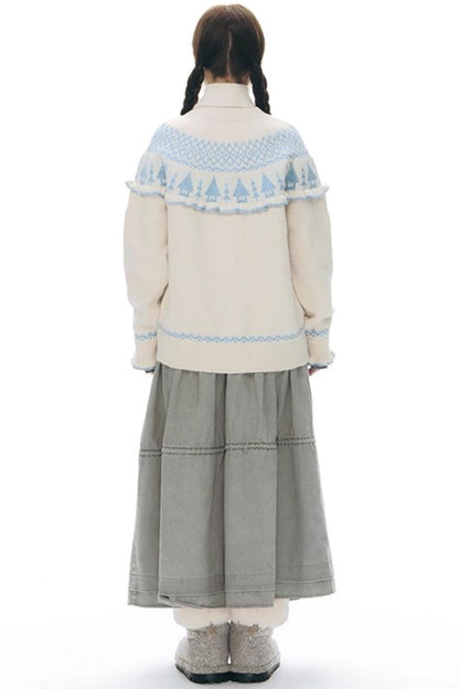 Jacquard-Winterpullover-Set-up mit Schneeansicht
