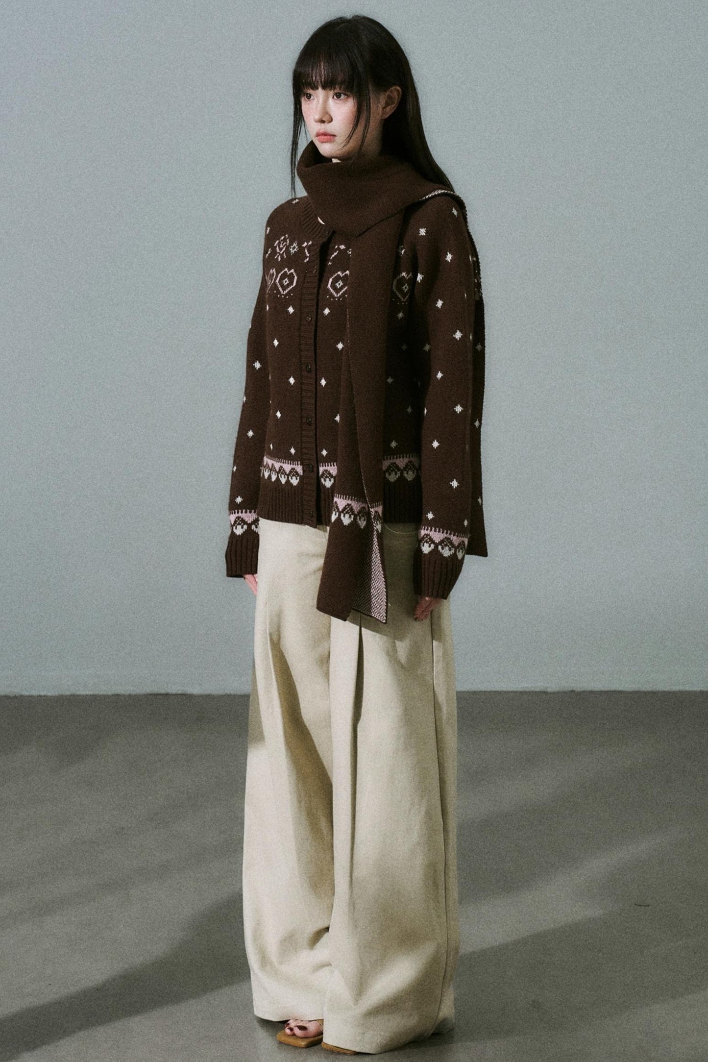 Fair Isle Wool Cardigan Top