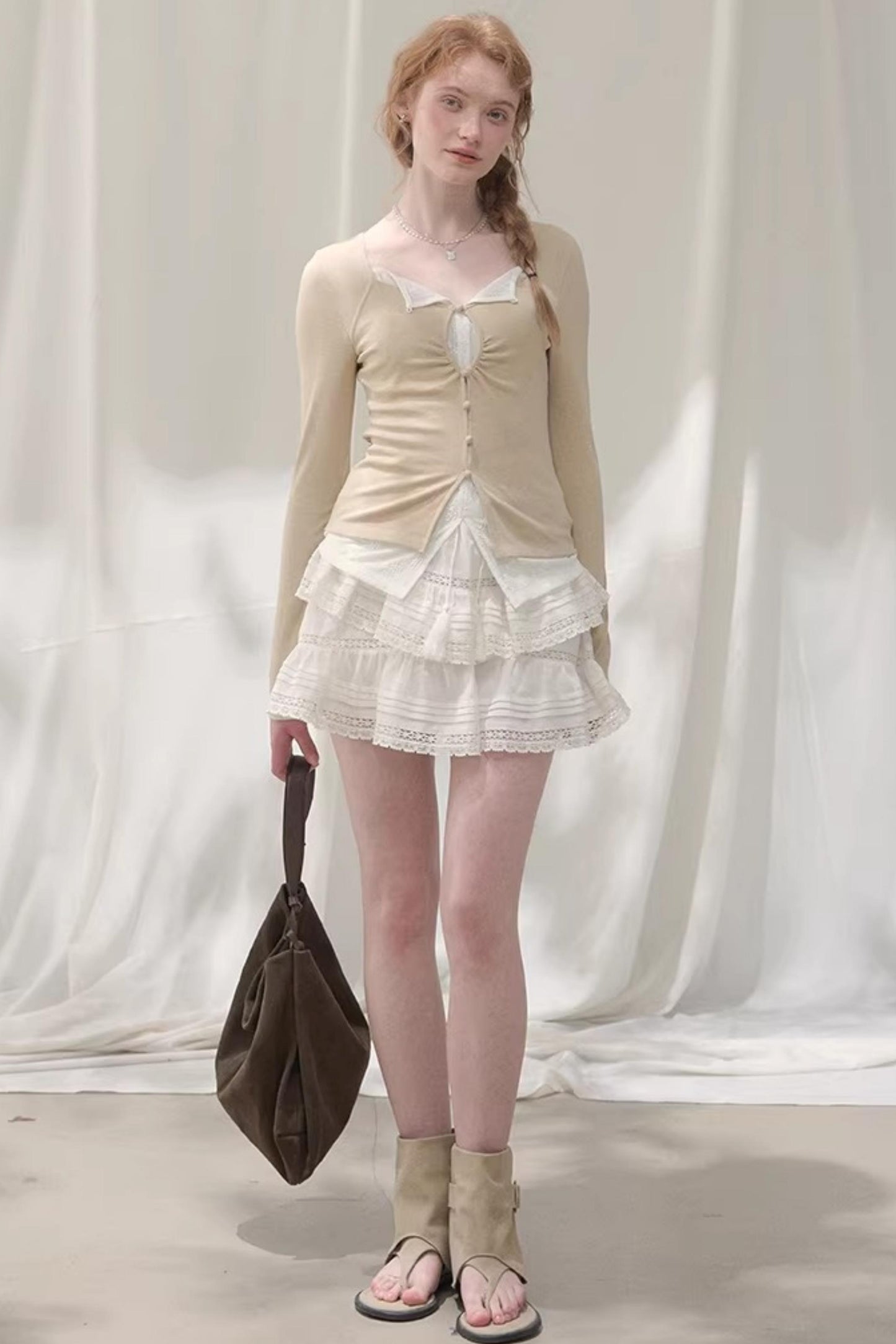 Seashell Lace Layered Top