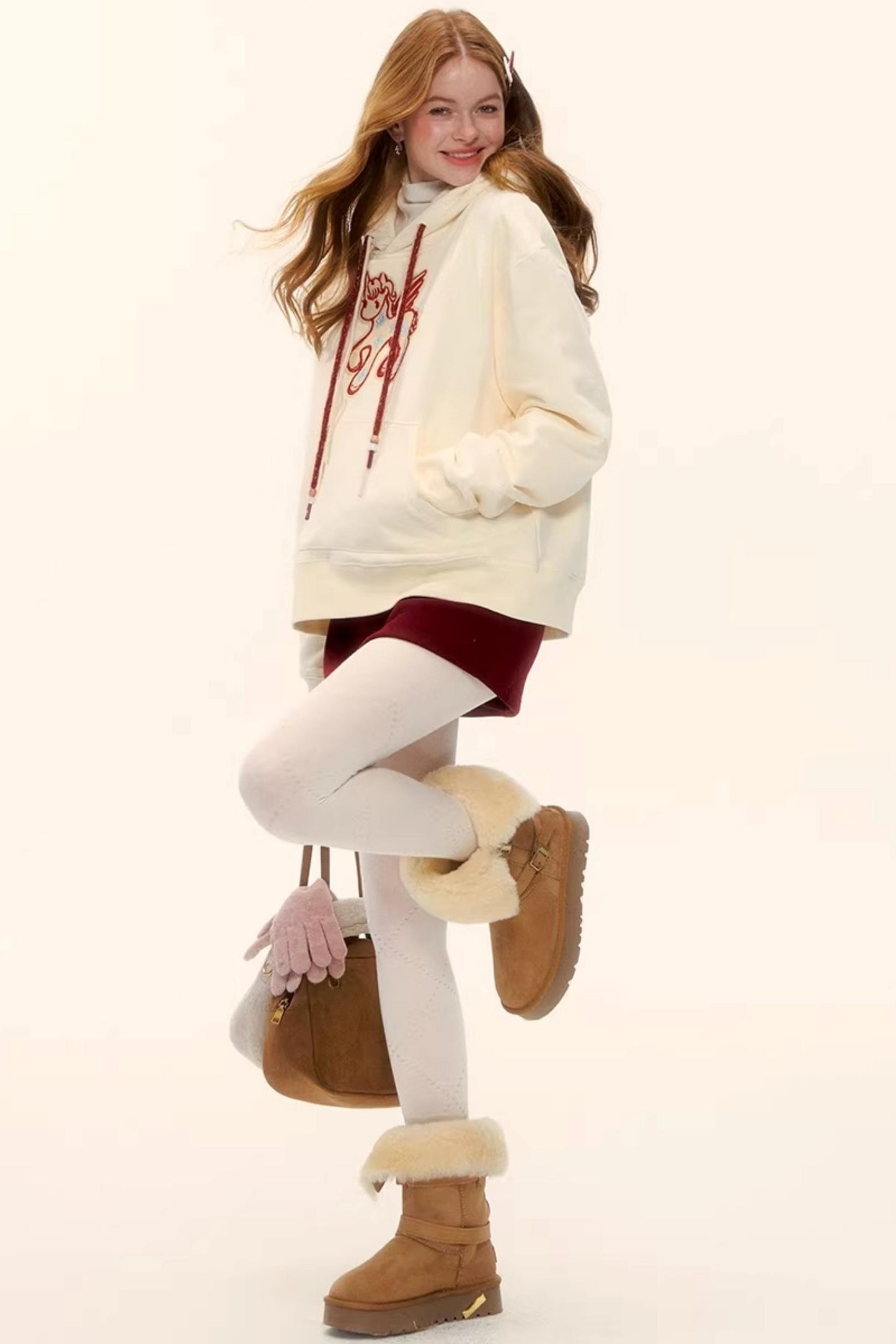 Embroidered Fleece-Lined Hoodie Sweater