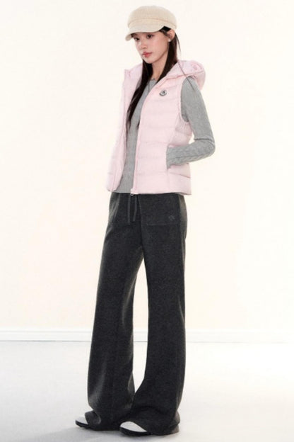 Hooded Ribbed Down Vest