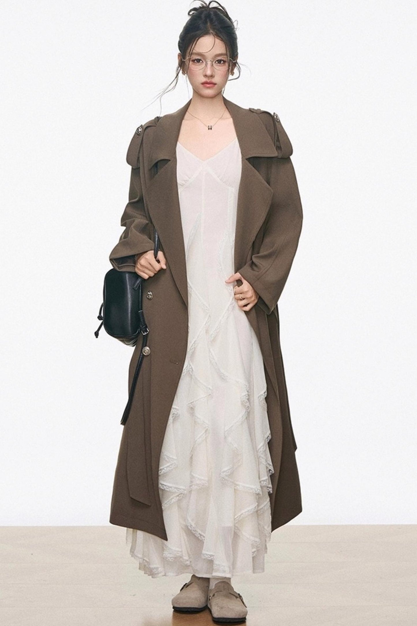 Long Trench Coat With Dress Set-Up