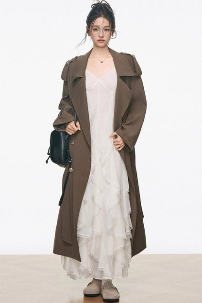 Long Trench Coat With Dress Set-Up