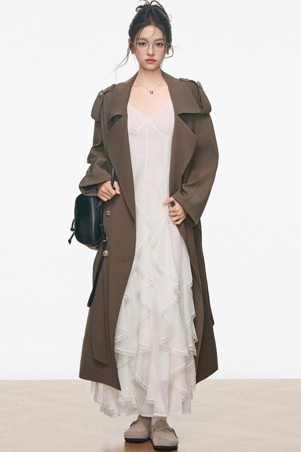 Long Trench Coat With Dress Set-Up