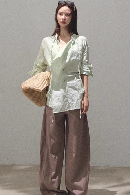 Striped Linen-Cotton Beaded Shirt