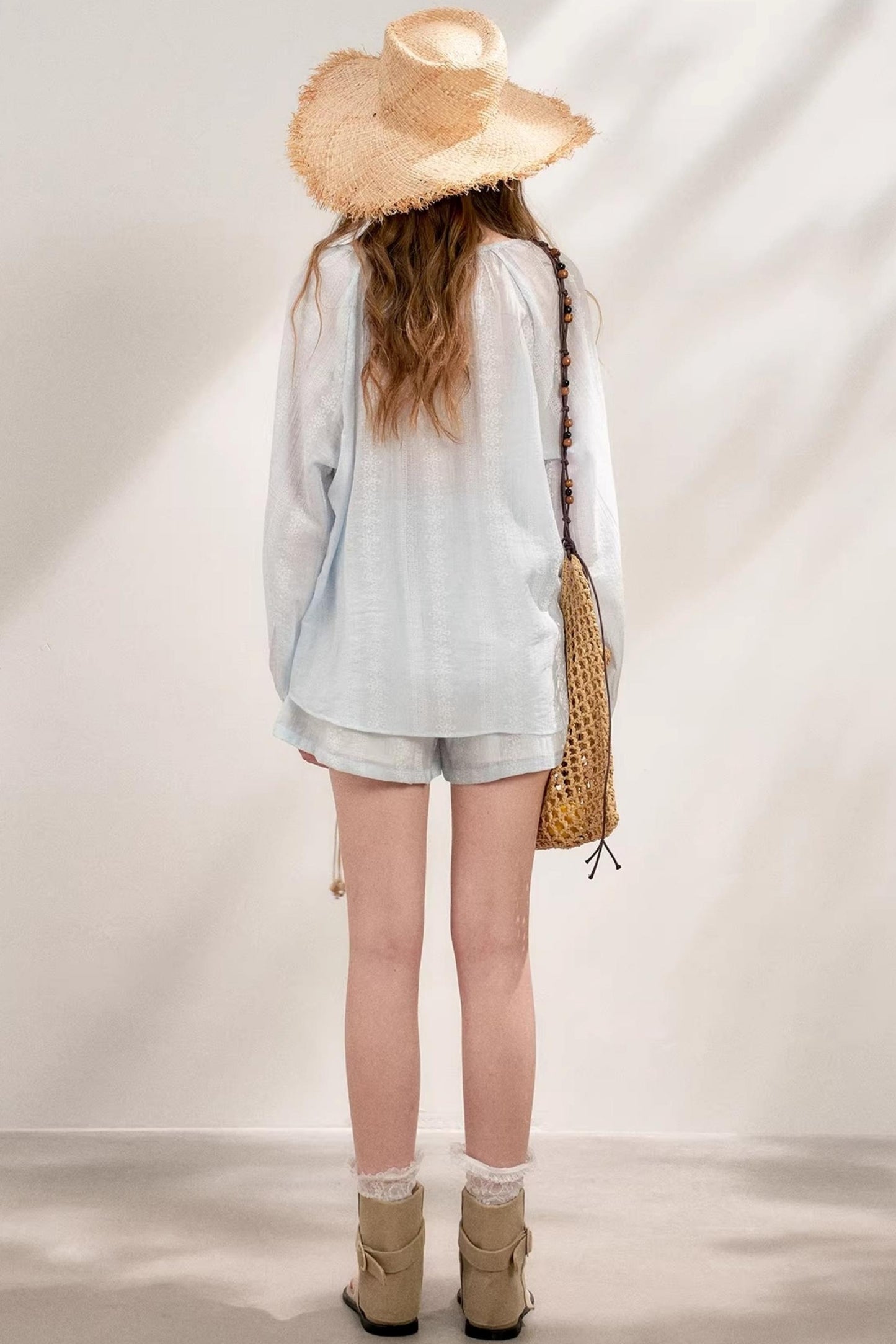 Beaded Tencel Boho Chic Ensemble Shorts