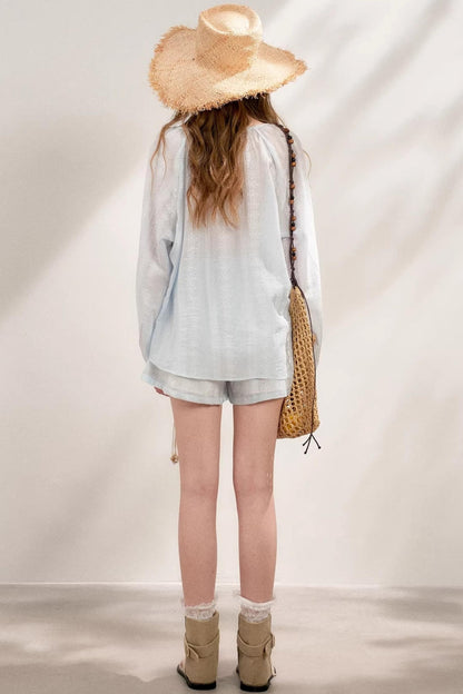 Beaded Tencel Boho Chic Ensemble Shorts