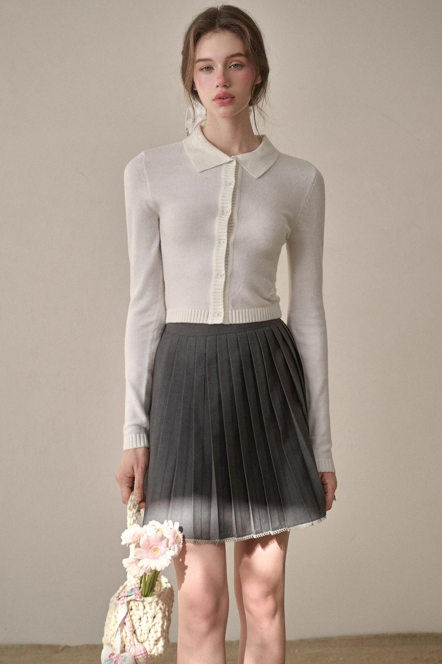 Gray Pleated Skirt