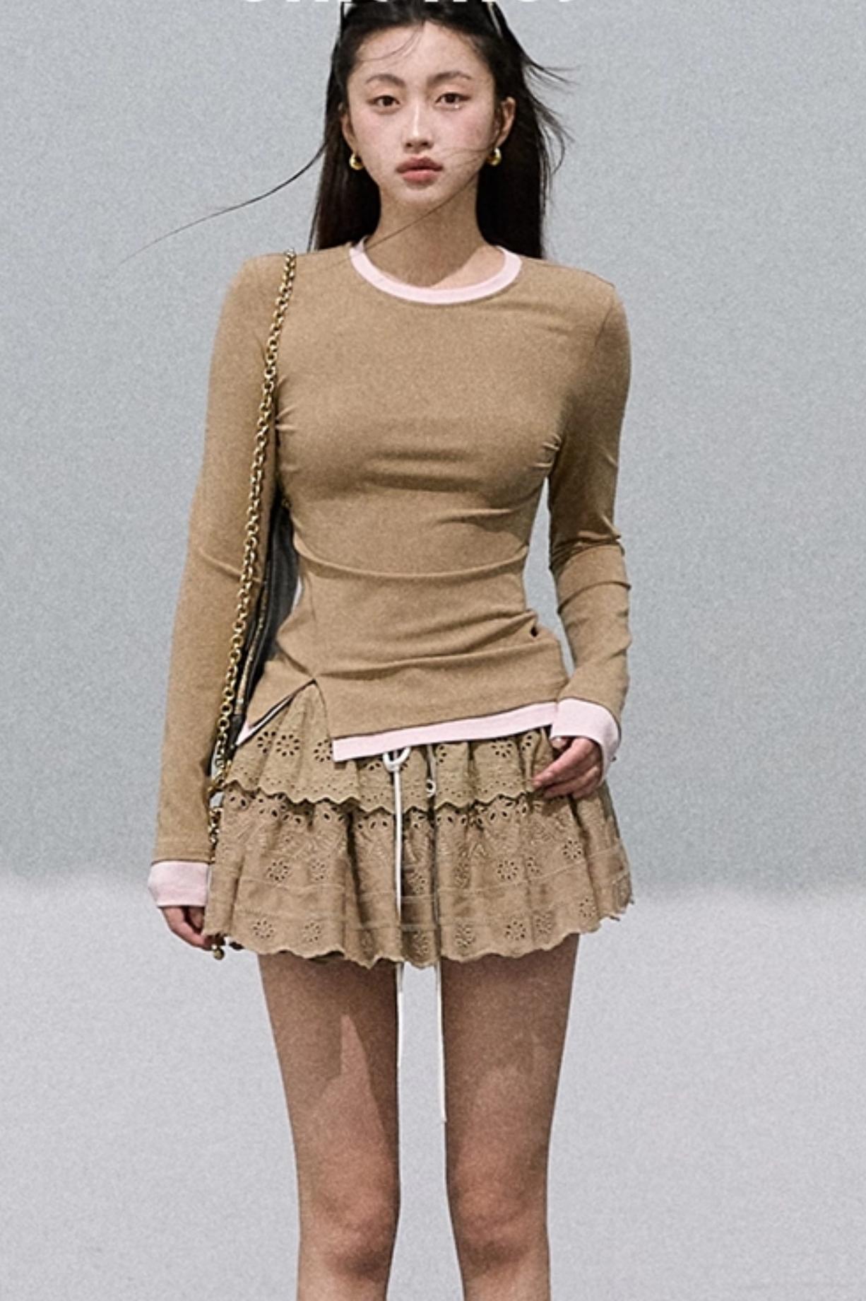 Slim Wool Knit Long Sleeved Top