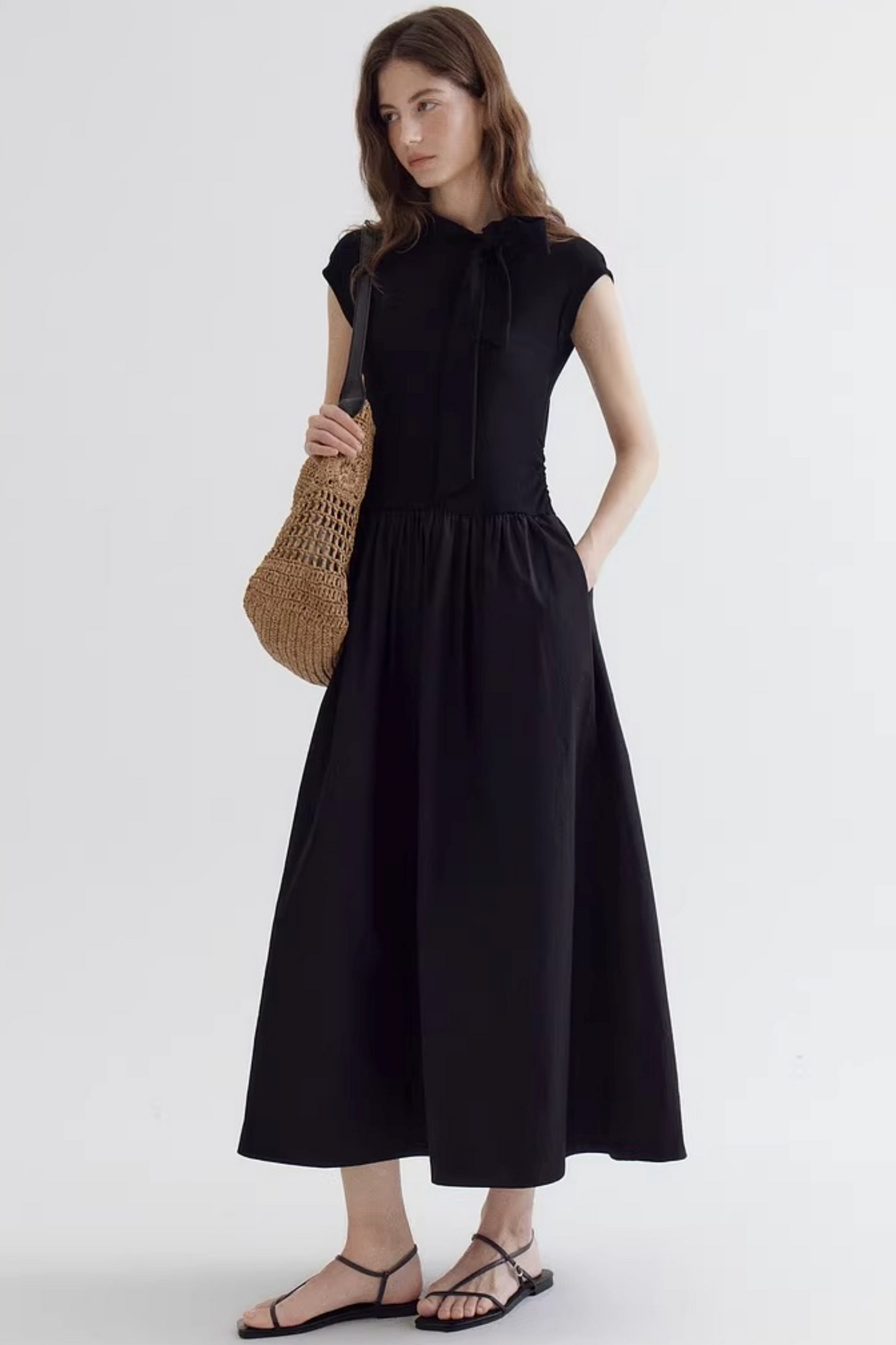 French Drapey Patchwork Dress