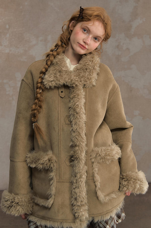 Winter Lamb Fur Deer Skin Jacket