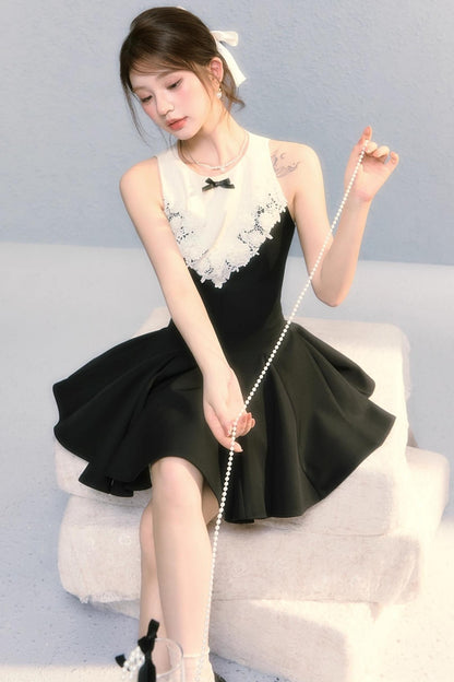 Golden V-Shaped Black Dress