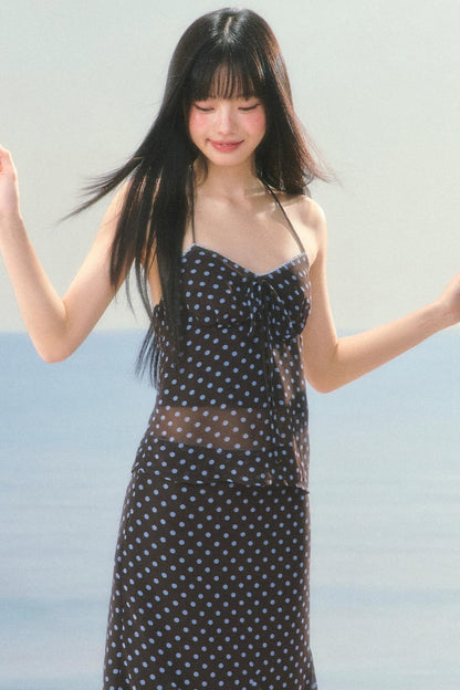 Retro Contrast Polka Dot Camisole Set-Up