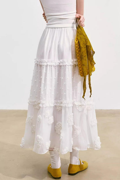 White Layered Halter Skirt