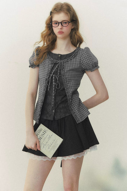Preppy Summer Short-Sleeve Blouse