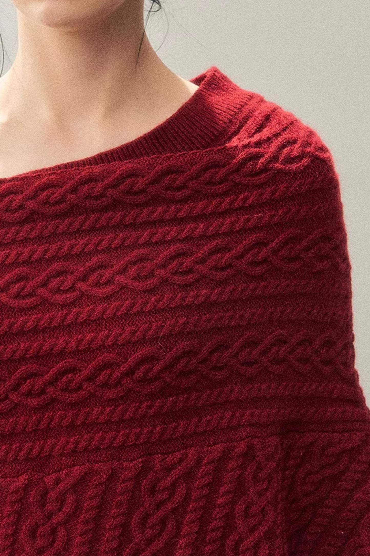 American Off-Shoulder Cable Sweater