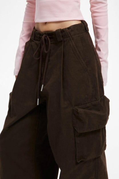 Vintage Drawstring Loose Cargo Pants
