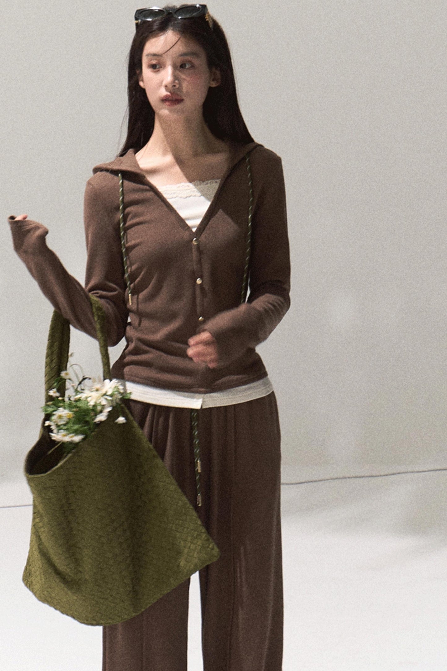 Tears Knit Top & Wide-Leg Pants Set-Up