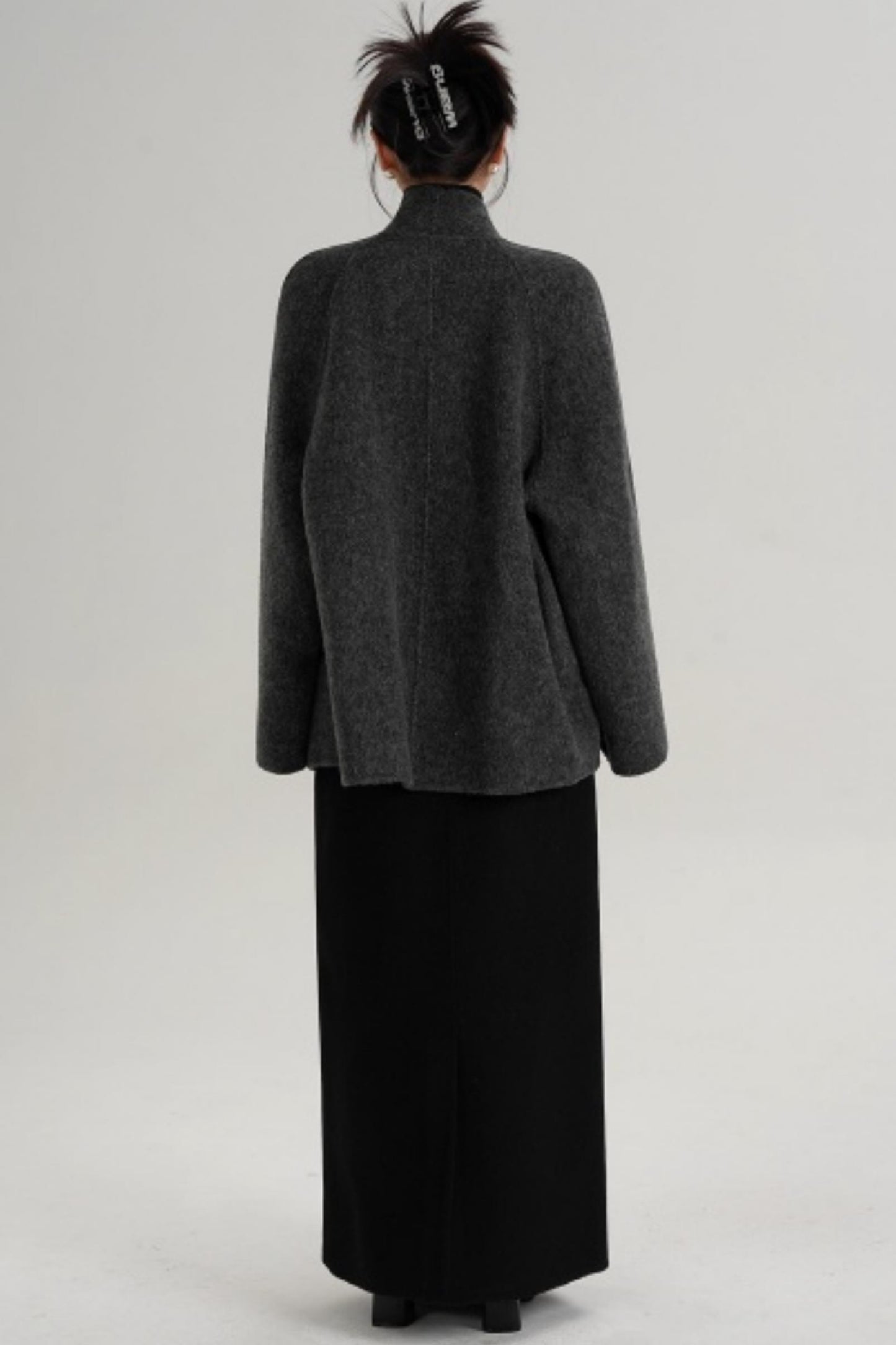 Elegant Lace-Up Woolen Coat